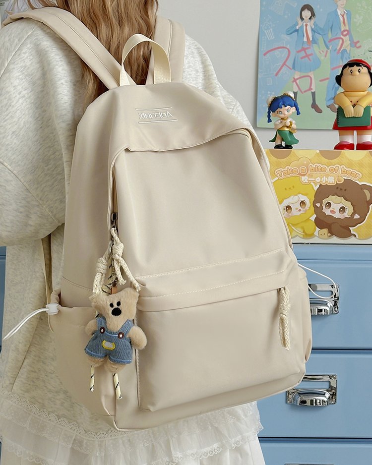 Japanese Style Cute Girls Backpack Simple Solid Color School Bag for Middle High School Students College Students Fashionable Casual Daily Use Travel Backpack Lightweight Durable Comfortable