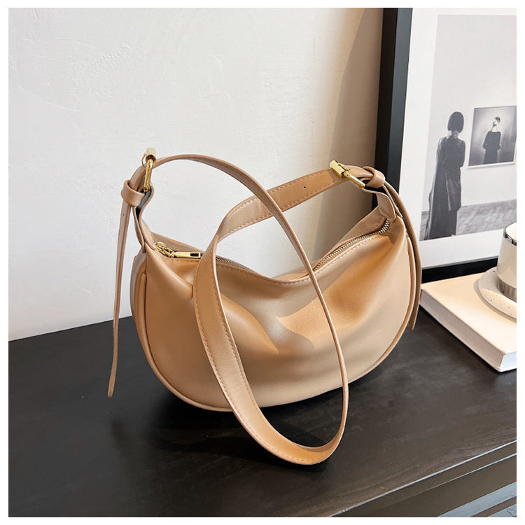 2025 New Minimalist Solid Color Women Shoulder Bag Soft PU Crossbody Bag Casual Underarm Bag Trendy Foldover Clutch Purse Lightweight Everyday Fashion Accessory for Work Travel Shopping