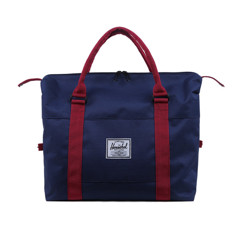 Large Capacity Canvas Travel Bag for Women Lightweight Foldable Luggage Sleeve Duffel Bag for Short Trips Gym Fitness College Students with Carry Handle and Adjustable Shoulder Strap