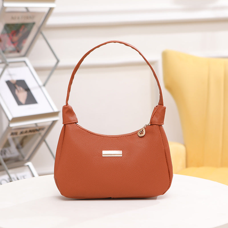 Women Fashion Litchi Pattern Leather Shoulder Bag Crossbody Bag for Girls Trendy Street Style Spring 2026 New Design Lightweight Casual Handbag with Lined Interior and Adjustable Strap