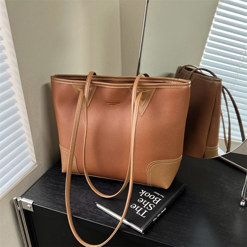Large Capacity Soft Leather Commuter Tote Bag for Women 2026 New Fashionable Minimalist Handheld Shoulder Crossbody Bag Versatile Everyday Work School Travel Purse