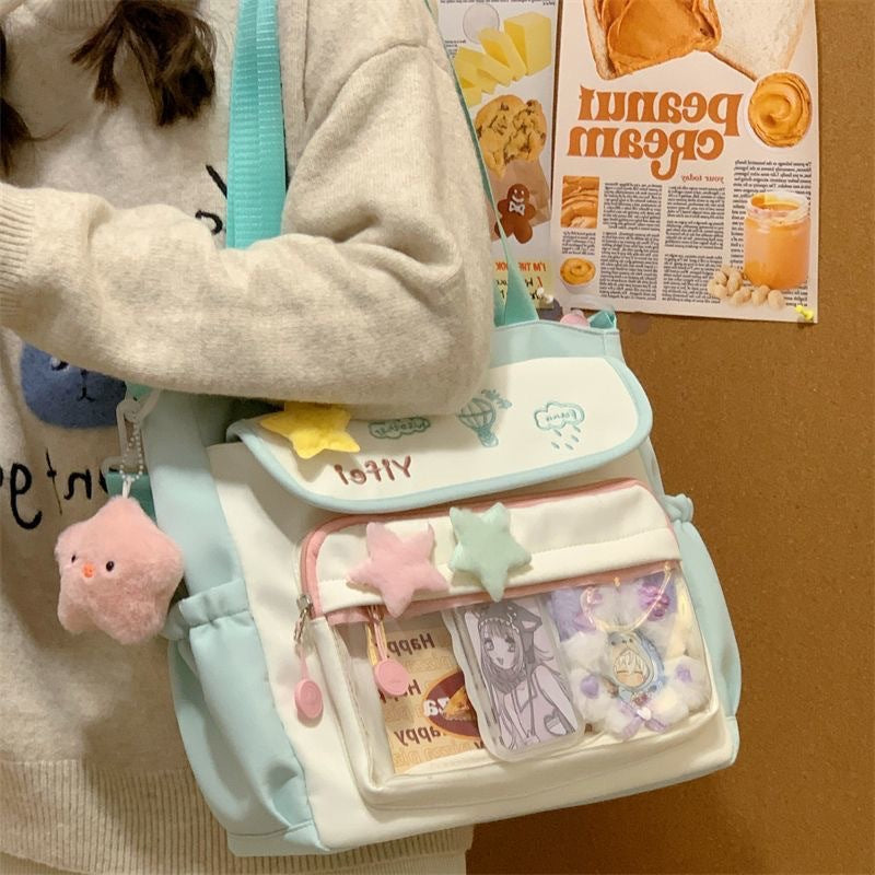Women Canvas Tote Bag for Students Lightweight Durable School Book Bag Large Capacity Crossbody Shoulder Bag Casual Everyday Use Fashionable Minimalist Design Perfect for College High School Teens