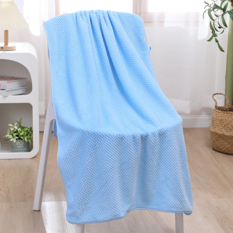 Premium Polyester Knitted Coral Fleece Pineapple Pattern Bath Towel Extra Thick Soft Absorbent Non Shedding for Home Spa Gym Travel with Custom Embroidered Logo