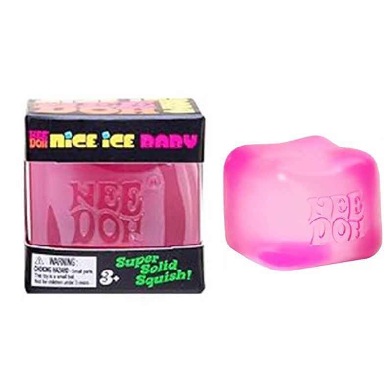 Needoh Nice Cube Sensory Toy for Stress Relief Anxiety Reduction Squishy Chewable Ice Cube Shape Soft Tactile Fidget Toy for Adults Kids Autism ADHD Therapy and Office Desk Use