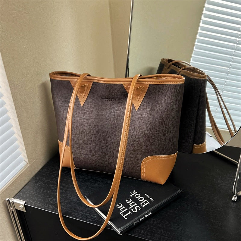 Large Capacity Soft Leather Commuter Tote Bag for Women 2026 New Fashionable Minimalist Handheld Shoulder Crossbody Bag Versatile Everyday Work School Travel Purse