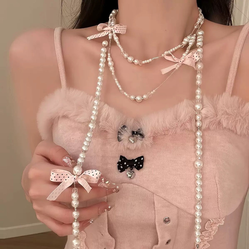 Trendy Cross Pendant Necklace for Women Layered Pearl Beaded Choker Minimalist Elegant Locket Chain Fashion Jewelry Gift for Girls Teens