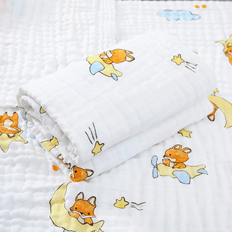 Ultra Soft 100% Cotton Baby Bath Towel 4 Layer Gauze Swaddle Blanket for Newborns Infants Gentle Skin Care Must Have Essential for Nursery and Baby Shower Gifts