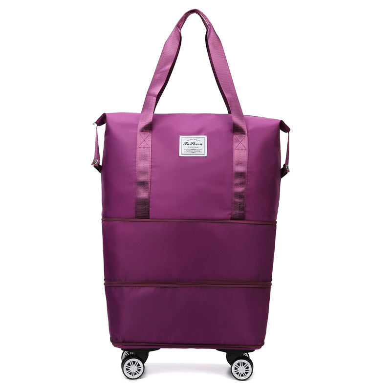 Large Capacity Wheeled Travel Duffel Bag with 360 Degree Silent Spinner Wheels Compatible with Suitcase Handle for College Students Business Travelers Outdoor Adventures and Long Trips