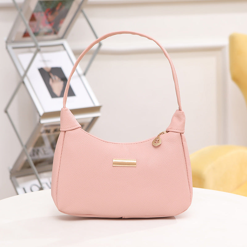 Women Fashion Litchi Pattern Leather Shoulder Bag Crossbody Bag for Girls Trendy Street Style Spring 2026 New Design Lightweight Casual Handbag with Lined Interior and Adjustable Strap