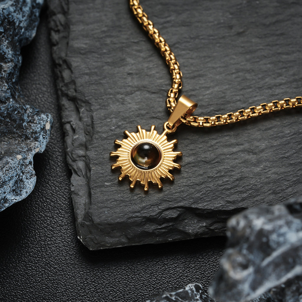 Sunflower Pendant Necklace for Men Minimalist Fashion Jewelry Trendy Unisex Chain for Hoodies Casual Outfits Stylish Daily Wear Accessory High Quality Hypoallergenic Stainless Steel