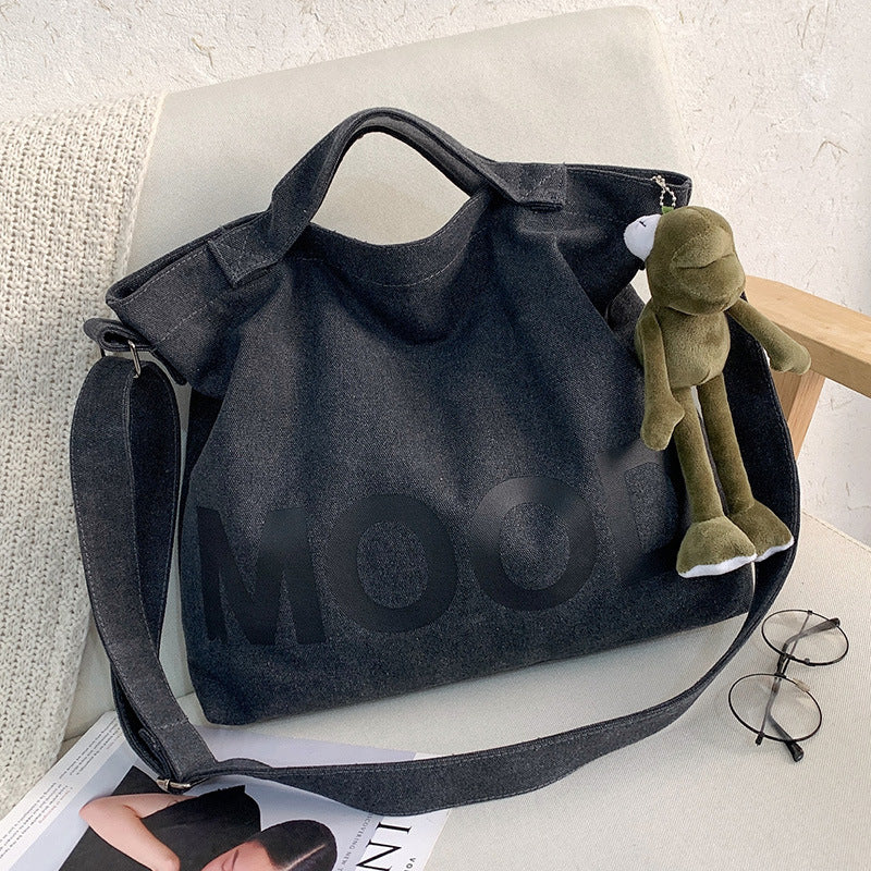 Men's Large Capacity Canvas Crossbody Bag Casual Letter Print Solid Color Shoulder Tote Bag for Daily Use Travel Work School Unisex Fashionable Durable Lightweight Everyday Carry