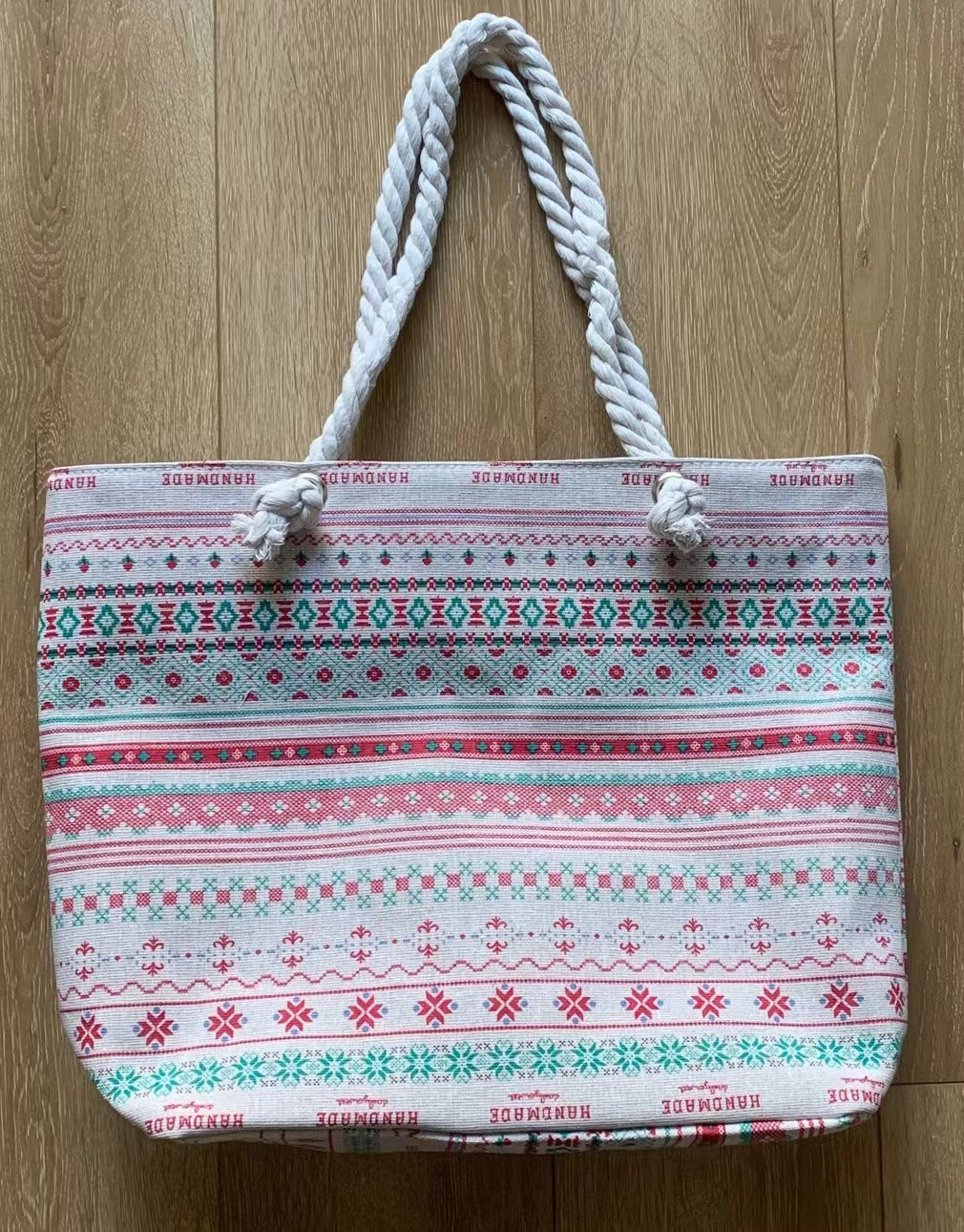 Large Capacity Casual Canvas Crossbody Bag for Women Stylish Korean Inspired Shoulder Tote with Thick Rope Strap Perfect for Beach Travel Daily Use Trendy Printed Design