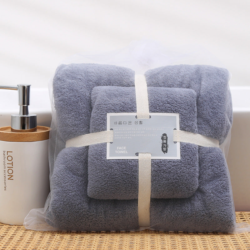 Premium Coral Fleece Towel Set Bulk Wholesale Soft Absorbent Bath Towels and Hand Towels Matching Gift Pack with Custom Logo Printing Fast Drop Shipping