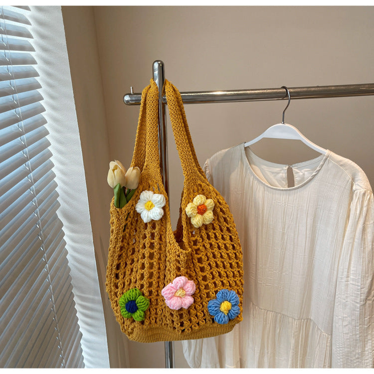 Summer 2025 Women Knit Tote Bag Stylish Lightweight Oversized Woven Shoulder Bag Fashionable Casual Large Capacity Everyday Carryall for Work Shopping Travel and Beach