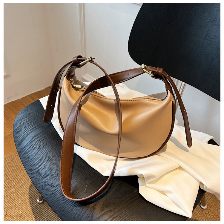2025 New Minimalist Solid Color Women Shoulder Bag Soft PU Crossbody Bag Casual Underarm Bag Trendy Foldover Clutch Purse Lightweight Everyday Fashion Accessory for Work Travel Shopping