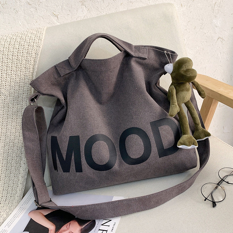 Men's Large Capacity Canvas Crossbody Bag Casual Letter Print Solid Color Shoulder Tote Bag for Daily Use Travel Work School Unisex Fashionable Durable Lightweight Everyday Carry