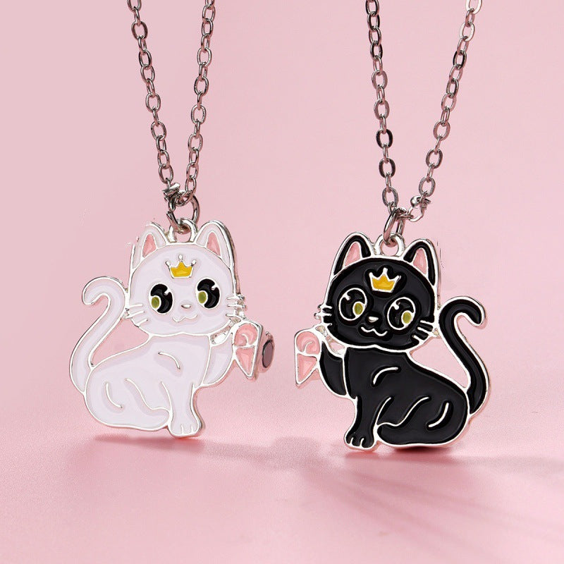 Magnetic Friendship Necklace for Girls Ages 3 12 Princess Heart Pendant Alloy Jewelry Set Best Friend Matching Accessories Safe Non Toxic Kids Fashion Necklace