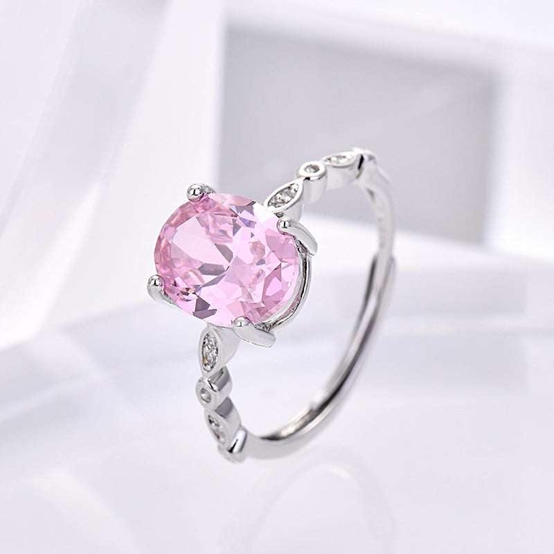 Luxury Oval Shaped Amethyst Topaz Inspired Gemstone Ring for Women Elegant Minimalist Fashion Jewelry Trendy Statement Piece Versatile Everyday Wear Gift Ready