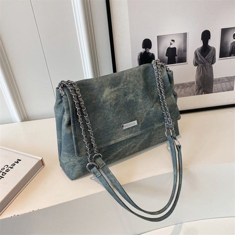 Women Large Capacity Commuter Bag 2024 Fall Winter New Fashion Minimalist Chic Chain Shoulder Crossbody Tote Bag for Work School Daily Use Stylish Lightweight Durable Office Bag