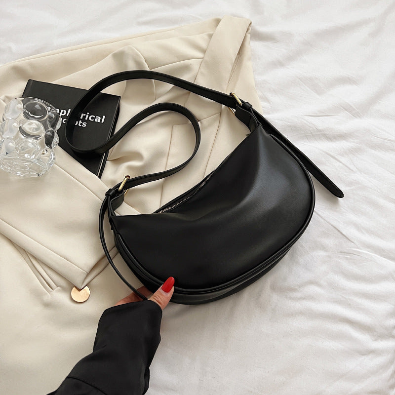 2025 New Minimalist Solid Color Women Shoulder Bag Soft PU Crossbody Bag Casual Underarm Bag Trendy Foldover Clutch Purse Lightweight Everyday Fashion Accessory for Work Travel Shopping