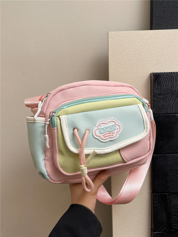 Japanese Style Crossbody Bag for Women 2025 New Cute Fresh Color Block Single Shoulder Bag Teen Girls Student Casual Day Out Small Lightweight Fashion Handbag