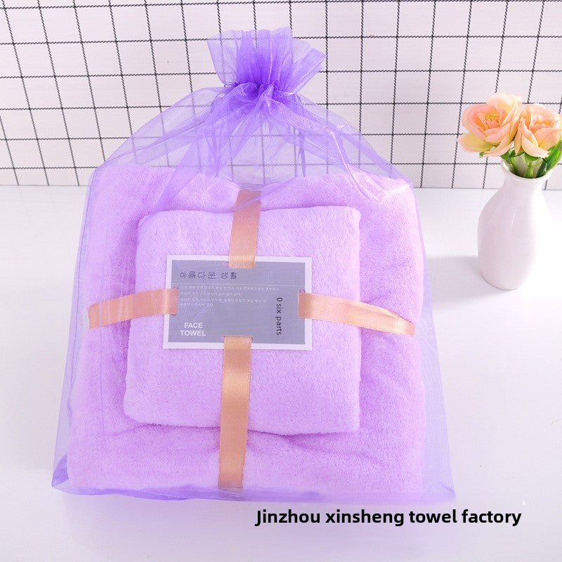 Ultra Soft Highly Absorbent Coral Fleece Bath Towel Set 2 Piece Matching Mother and Child Towels for Home Spa Bathroom Gift Bulk Wholesale
