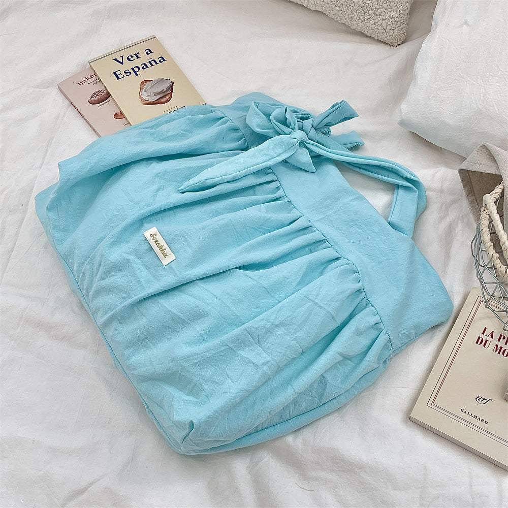 Casual Wrinkle Design Crossbody Bag with Adjustable Strap Large Capacity Underarm Tote Bag Korean Style Canvas Shoulder Bag for Women Spring Summer Fashion
