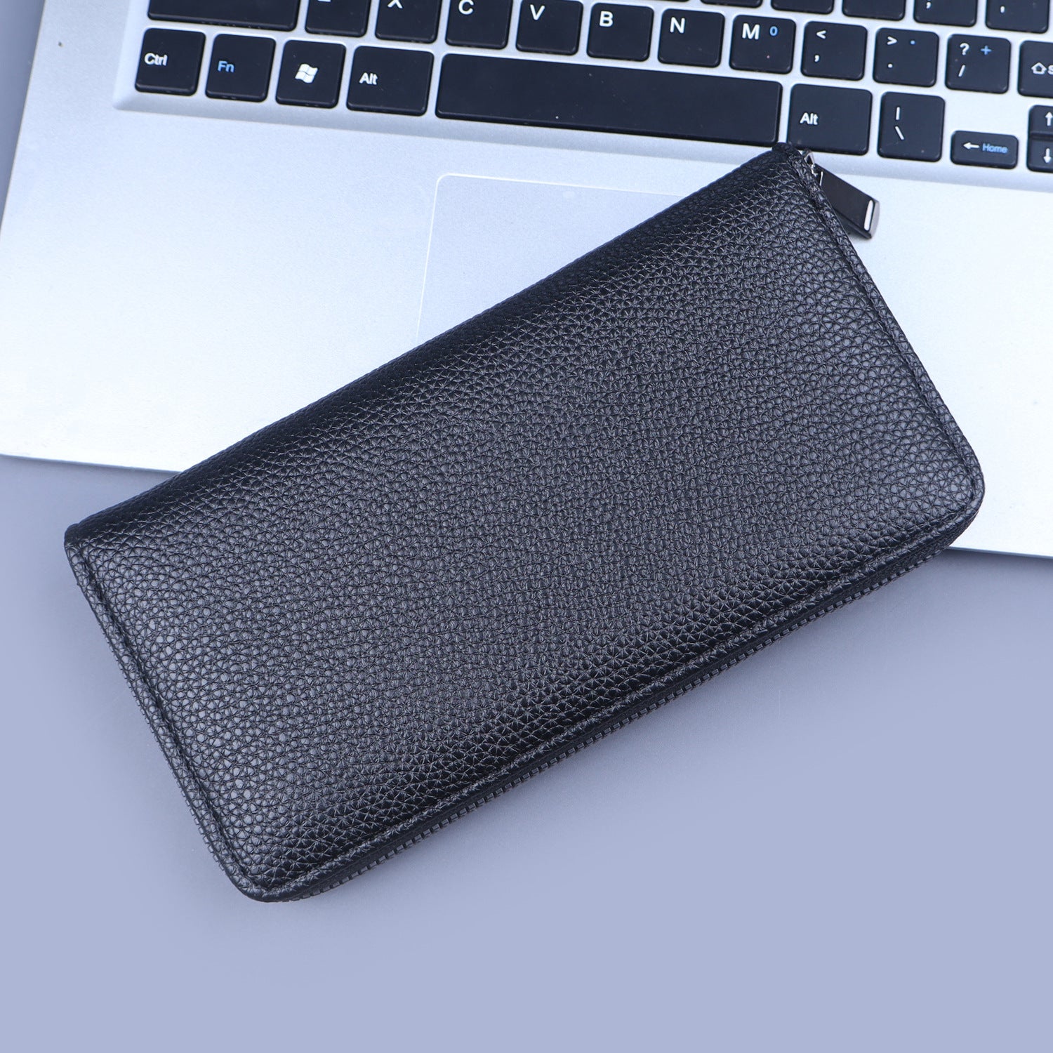 Men's Premium Leather Long Wallet with Zipper for Cash Cards Coins and Smartphone Portable Business Handbag Large Capacity RFID Blocking Slim Design Modern Stylish Minimalist Gentleman Accessory