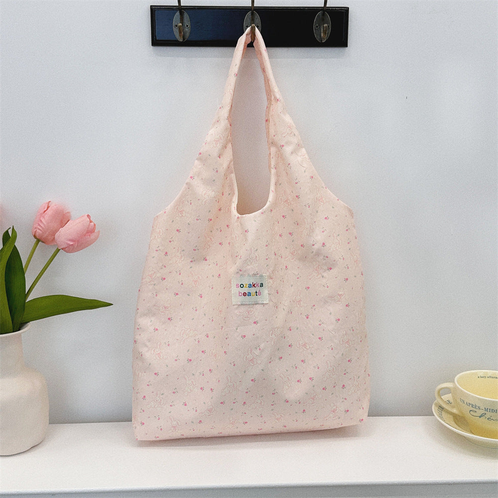 Korean Summer Embossed Canvas Tote Bag Cute Minimalist Design Large Capacity Shoulder Crossbody Bag for Women Trendy Small Batch Fashion Accessory