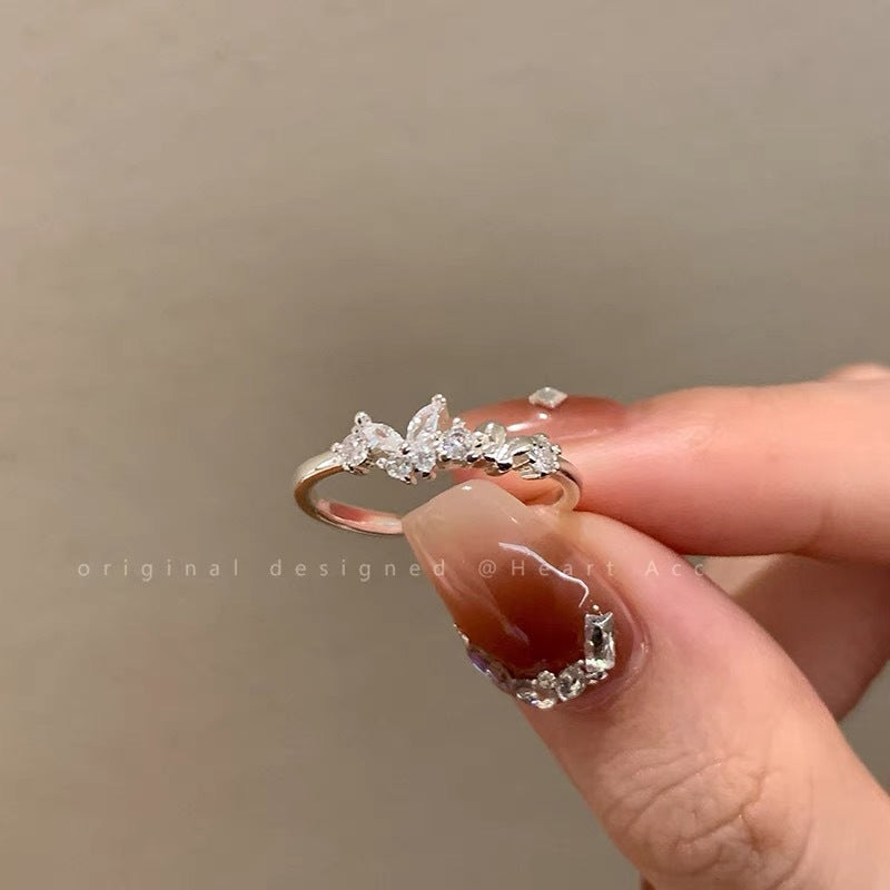 Butterfly Shaped Zircon Open Ring for Women 2024 New Minimalist Fashion Statement Ring Lightweight Luxury Delicate Finger Ring Stylish Unique Design Stackable Ring for Index Finger
