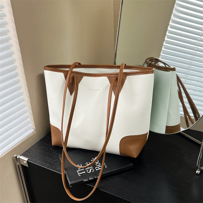 Large Capacity Soft Leather Commuter Tote Bag for Women 2026 New Fashionable Minimalist Handheld Shoulder Crossbody Bag Versatile Everyday Work School Travel Purse