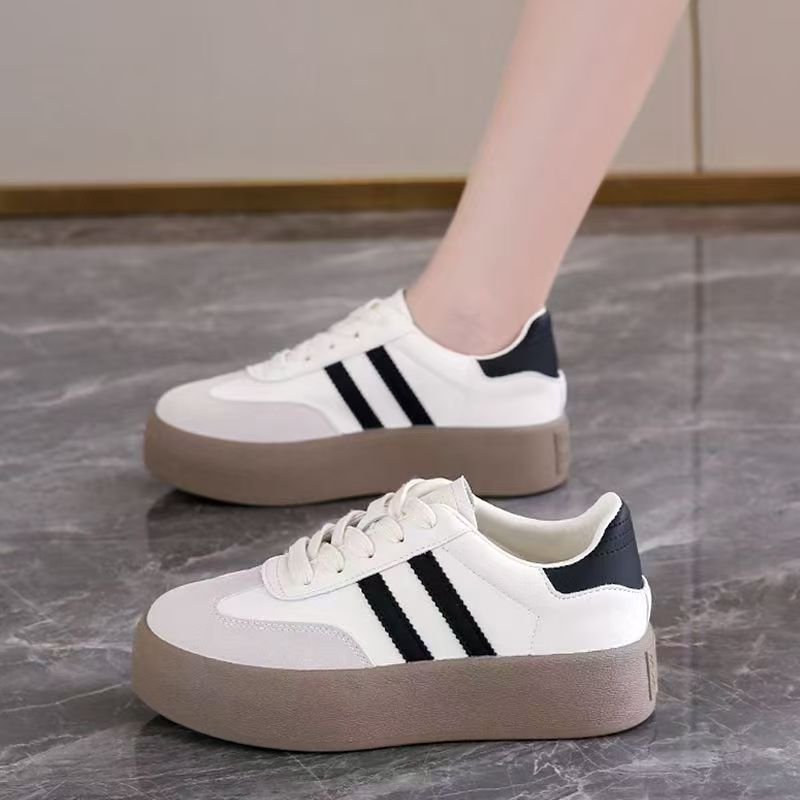 Women’s Chunky Sole White Sneakers 2024 Spring Autumn Fashion Casual Athletic Shoes Lightweight Comfortable Non Slip Breathable Canvas Mesh Upper Trendy Minimalist Design for College Students Daily We