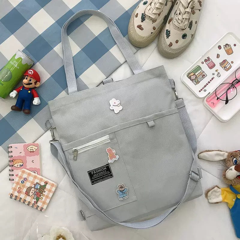 Women Canvas Crossbody Bag for Students Korean Style Cute Casual Shoulder Bag for School College Girls Trendy Matching Friend Bag Lightweight Everyday Purse