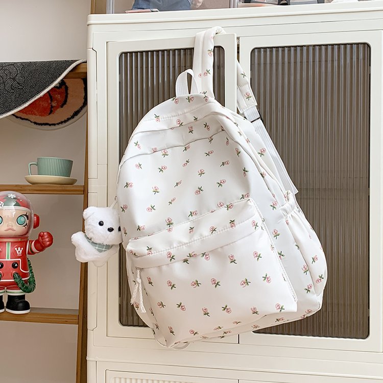 Japanese Style Floral Kawaii Girls Backpack for Teen Students Lightweight School Bag with Cute Pastel Design Trendy Korean Aesthetic Fashionable Unisex Daily Use Shoulder Bag