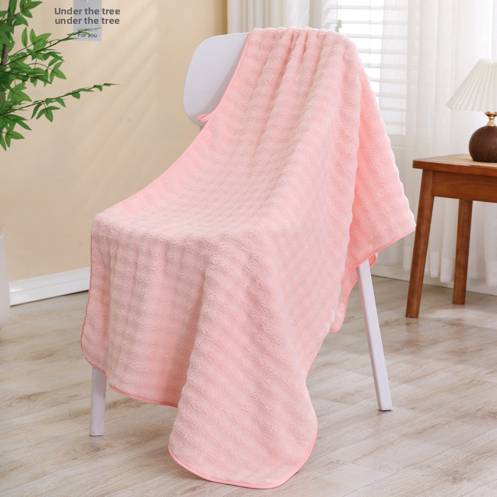 Extra Large Thick Soft Coral Fleece Bath Towel for Adults Quick Dry Absorbent Non Shedding Plush Bubble Velvet Couple Wrap Towel for Home Spa Beach Pool