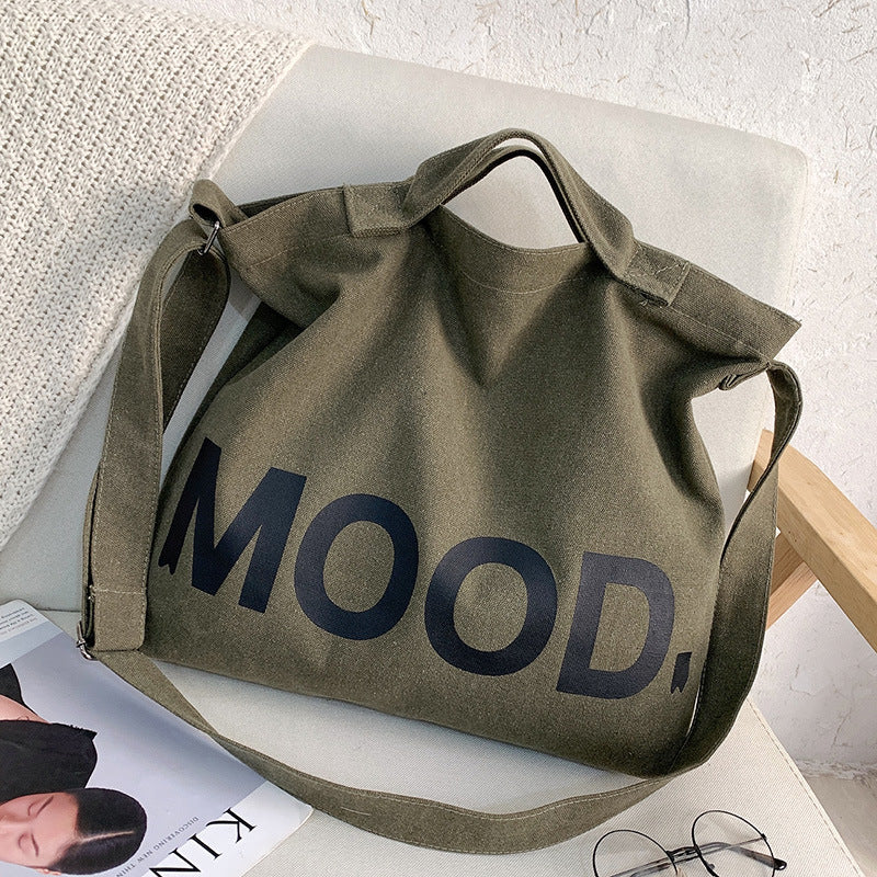 Men's Large Capacity Canvas Crossbody Bag Casual Letter Print Solid Color Shoulder Tote Bag for Daily Use Travel Work School Unisex Fashionable Durable Lightweight Everyday Carry