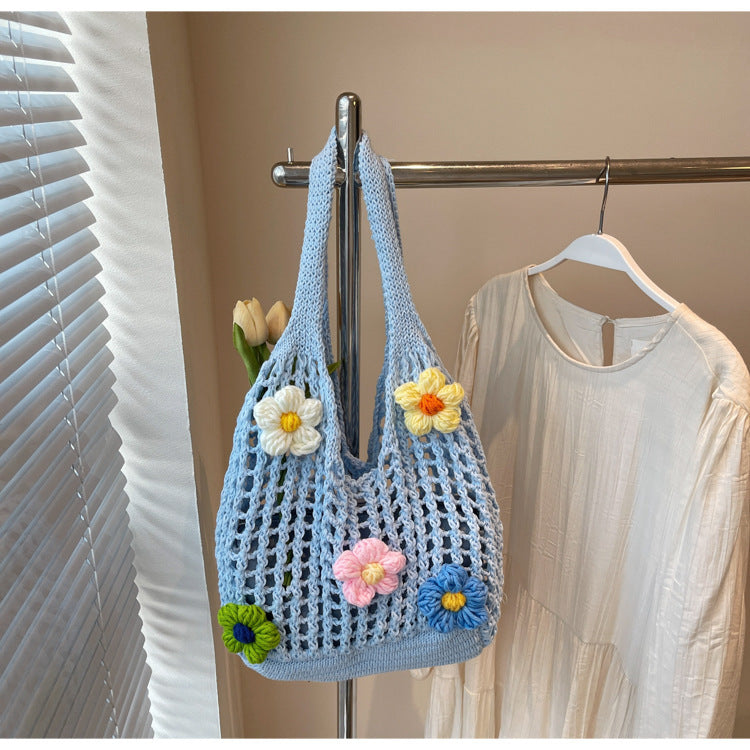 Summer 2025 Women Knit Tote Bag Stylish Lightweight Oversized Woven Shoulder Bag Fashionable Casual Large Capacity Everyday Carryall for Work Shopping Travel and Beach