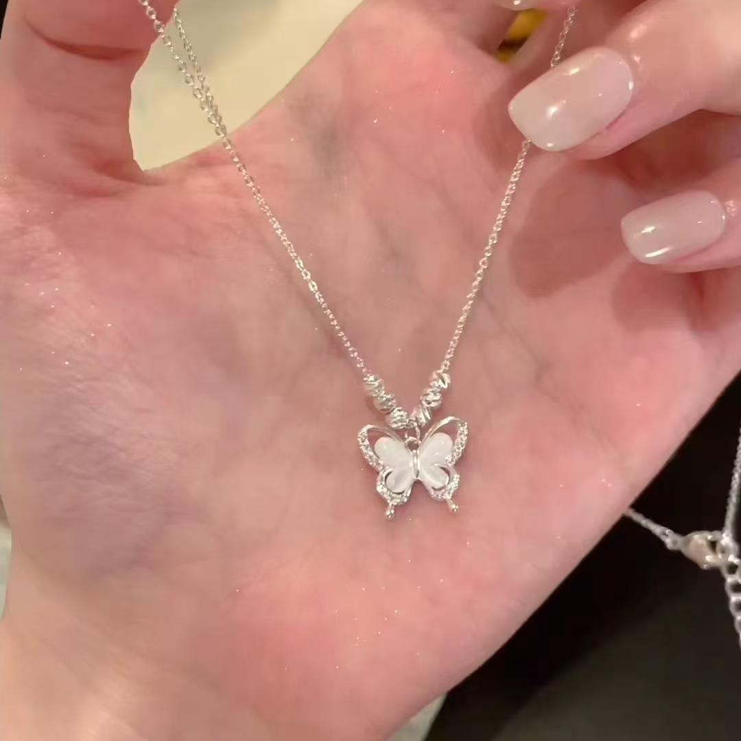 Elegant Minimalist Butterfly Necklace for Women Delicate Dainty Locket Chain Trendy 2025 New Arrival Lightweight Luxury Gift for Her Birthday Anniversary Valentine’s Day