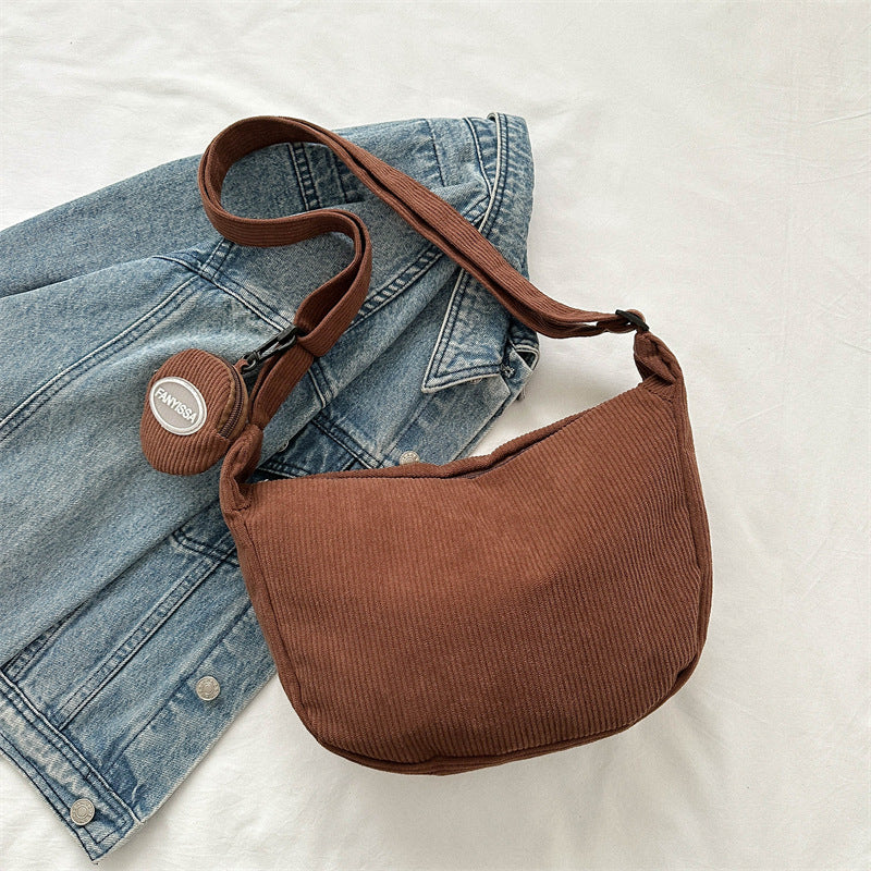 Large Capacity Minimalist Solid Color Crossbody Shoulder Bag Korean Style Fashionable Pouch Bag for Women Fall Winter 2024 New Design