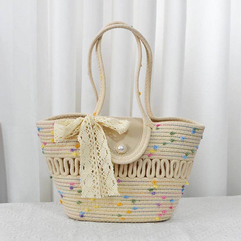 New Handwoven Straw Bag for Women Summer Vacation Beach Travel Tote Backpack Large Capacity Lightweight Fashionable Wicker Shoulder Bag Stylish Eco Friendly Sustainable Accessory