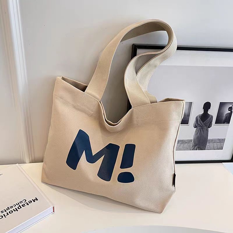 Large Capacity Durable Canvas Tote Bag for Women 2024 New Stylish Minimalist Grocery Shopping Bag Reusable Eco Friendly Shoulder Handbag Versatile Everyday Carry All Purpose Bag