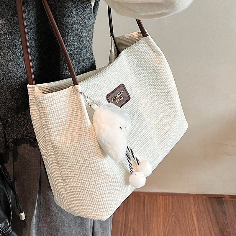 Large Capacity Women Handbag 2024 New Autumn Fashion Minimalist Single Shoulder Tote Bag for Work Daily Use Stylish Bucket Purse Lightweight Durable Travel Office Commuting Bag