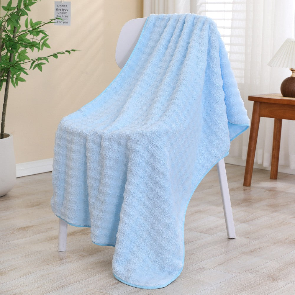Extra Large Thick Soft Coral Fleece Bath Towel for Adults Quick Dry Absorbent Non Shedding Plush Bubble Velvet Couple Wrap Towel for Home Spa Beach Pool