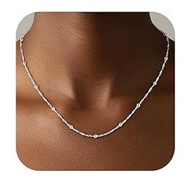 New Fashion Stainless Steel Wave Beaded Necklace Minimalist Luxury Collar Chain for Women Daily Wear