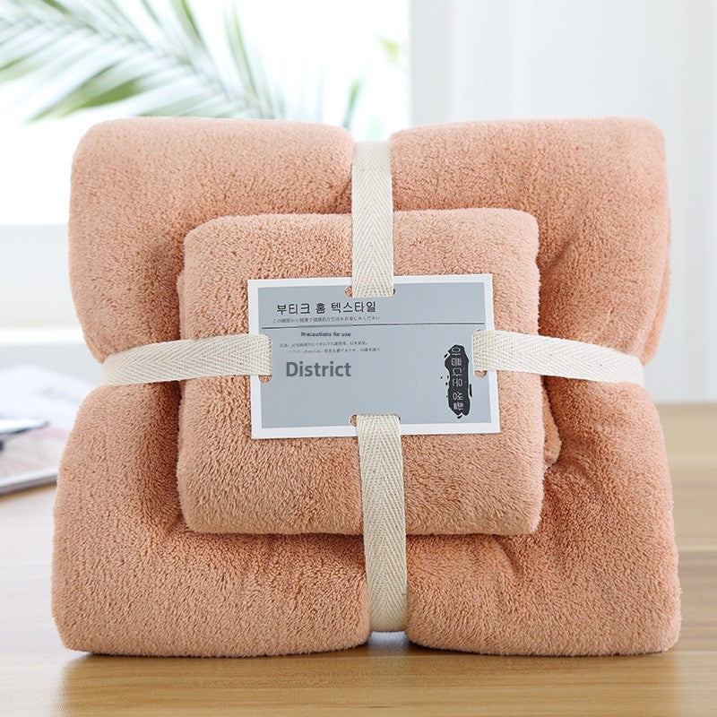 Premium Coral Fleece Towel Set Bulk Wholesale Soft Absorbent Bath Towels and Hand Towels Matching Gift Pack with Custom Logo Printing Fast Drop Shipping