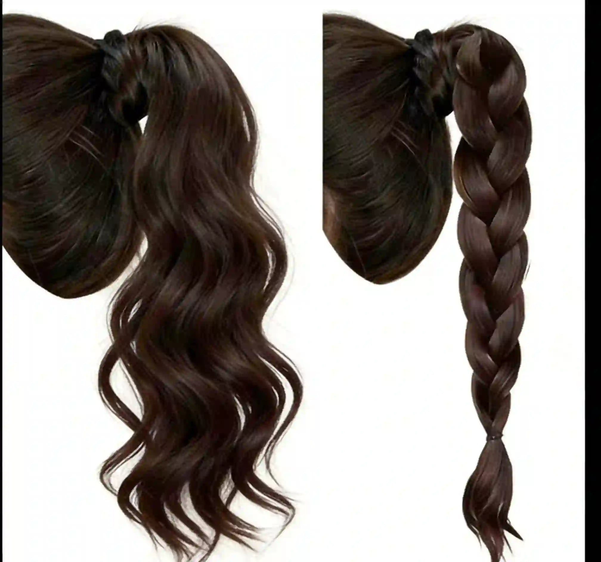 Leather strap ponytail wig