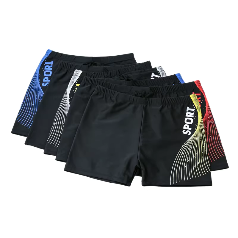 Adult Plus Size Printed Swim Trunks - Polyester Fabric, Loose Fit, Quick-Dry