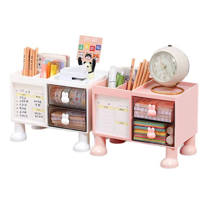 Cartoon Desktop Organizer - Drawer Style Storage for Stationery, Cosmetics & Desk Accessories