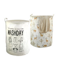 Foldable Laundry Hamper - Cotton & Linen Fabric Basket for Clothes Storage