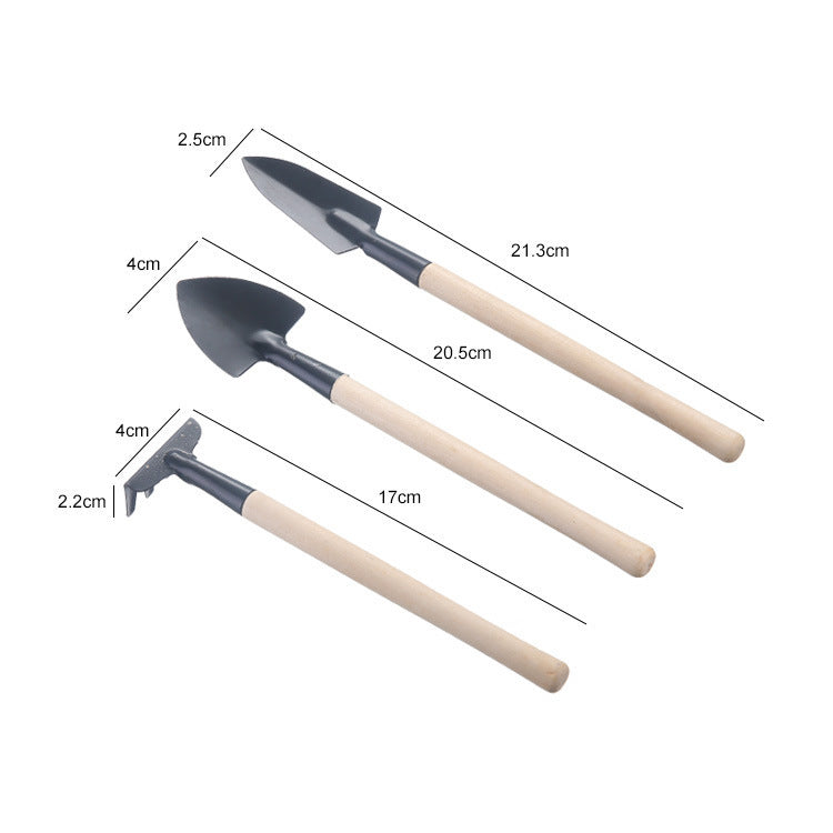 3-Piece Gardening Tool Set - Flower Rake, Small Spade, Mini Trowel, For Planting, Potting, Vegetable & Flower